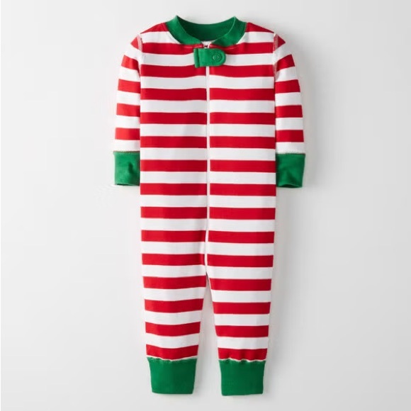Hanna Andersson Sleeper Boys 9-18M 90 cm Girls Organic Pajamas Christmas Stripes - Picture 4 of 4